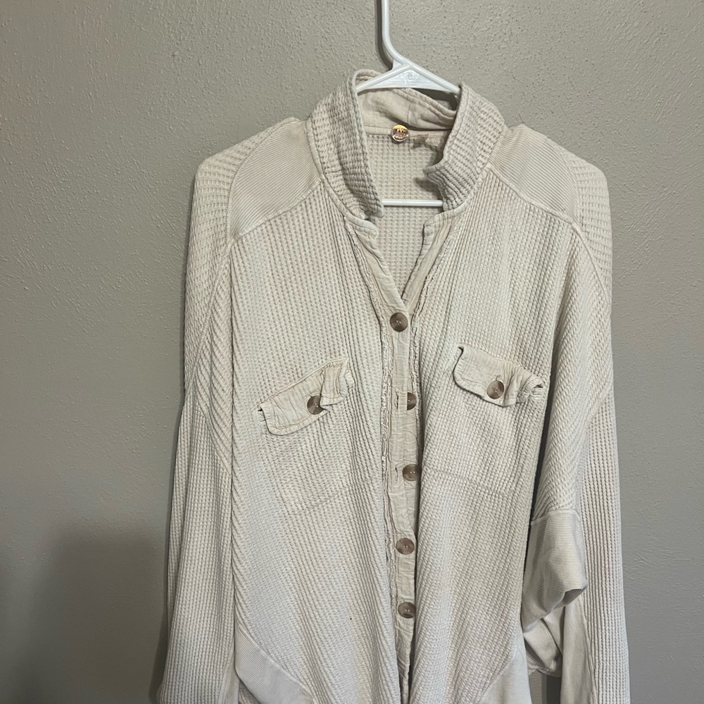 Free People Stylish Beige Button-Down Shirt for Women